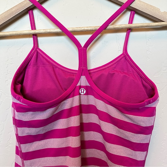 Lululemon Pink Striped Y back Tank Top Size 2 - Picture 6 of 8